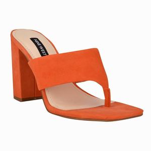 Nine West Gogo Block Heel Slides - Orange - Ireland (QY1978462)